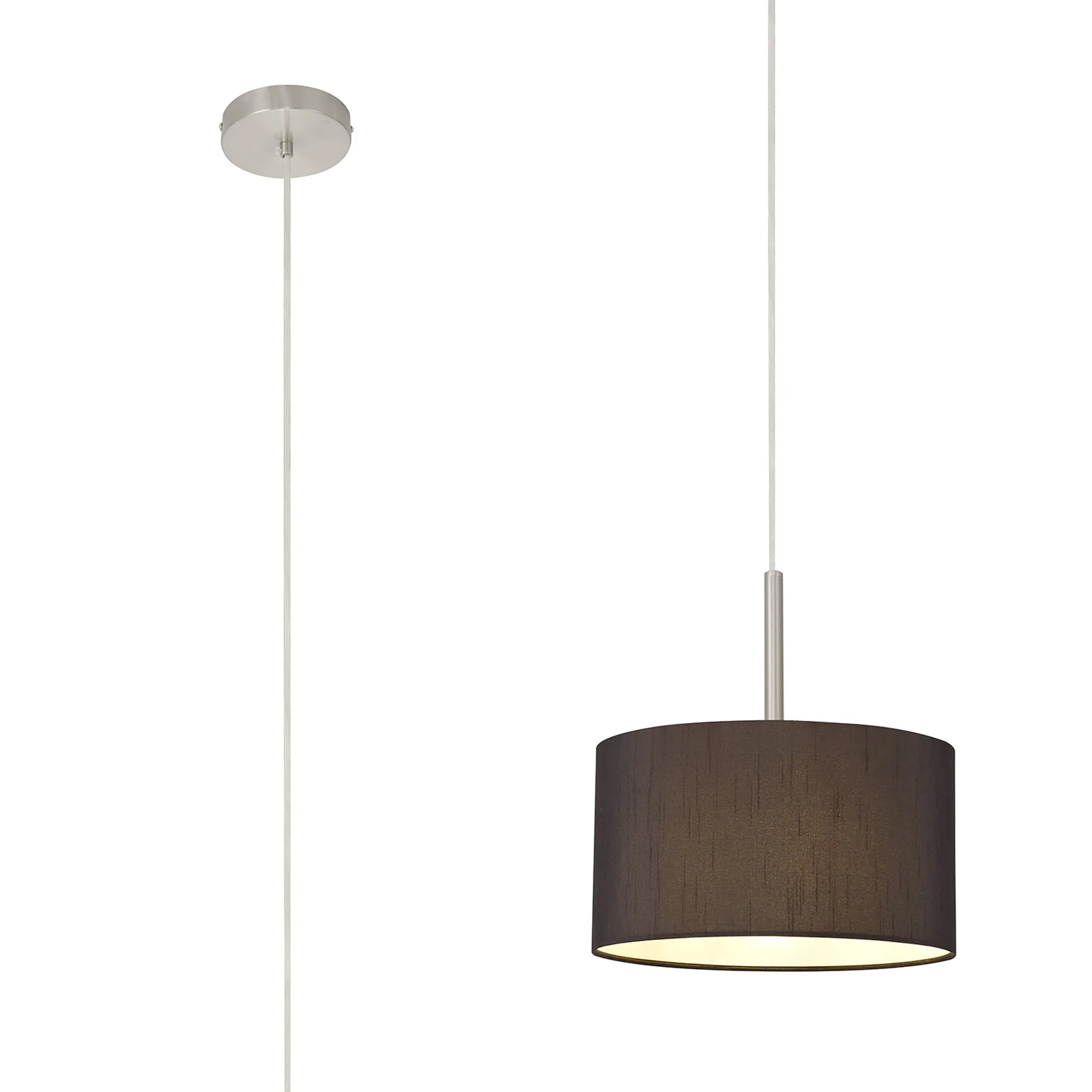 DK0285  Baymont 30cm Pendant 1 Light Satin Nickel, Black